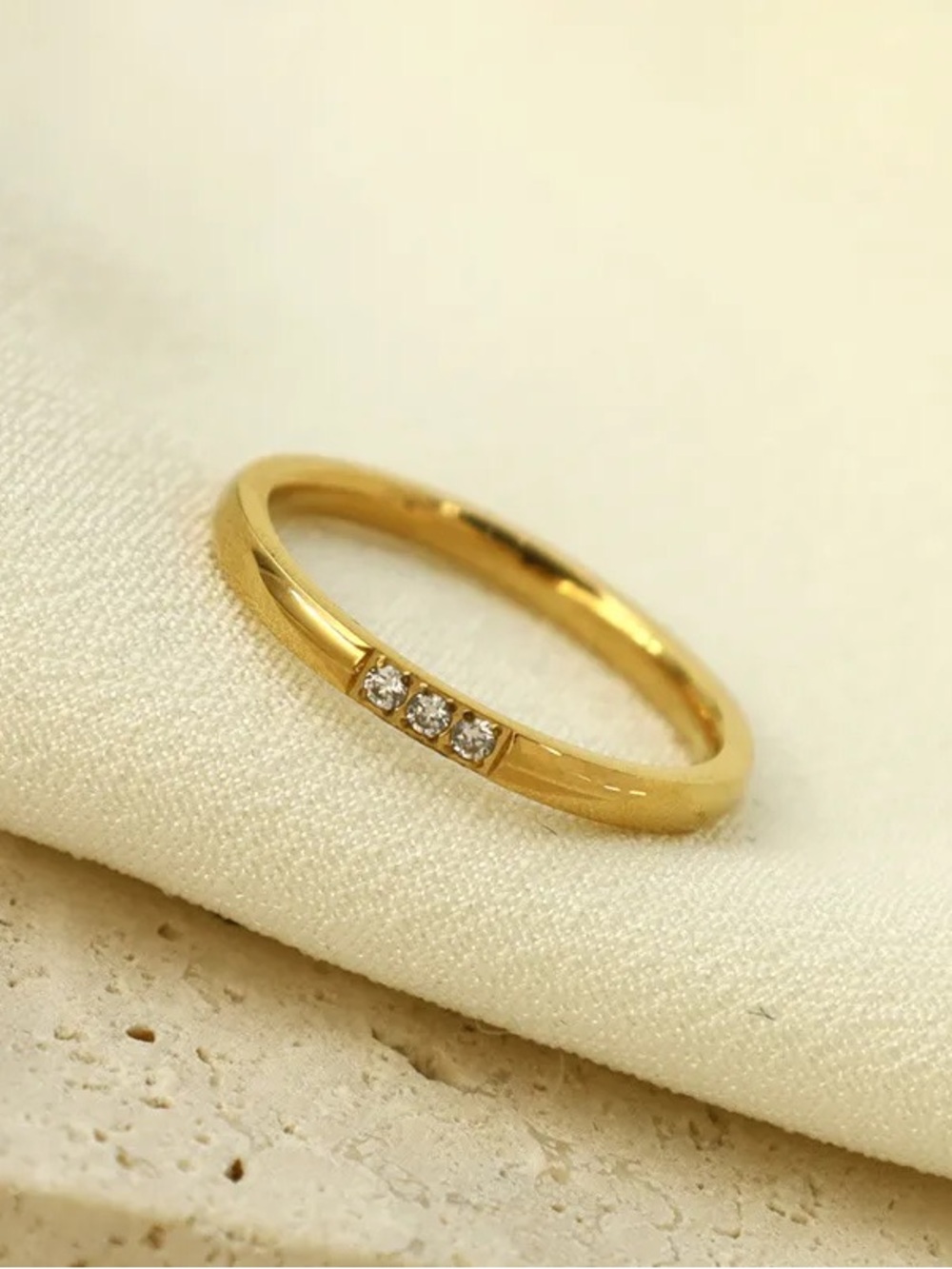 Minimalist Gold-Toned Trilogy Band Ring